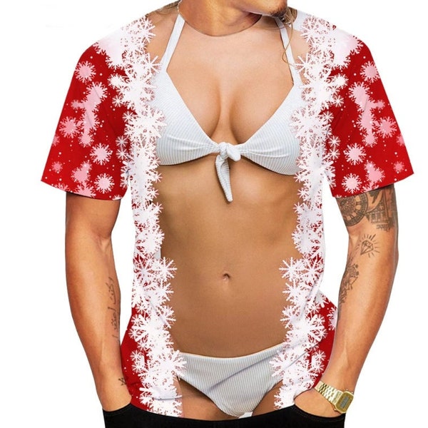 Funny Muscle Christmas 3D Paint Men's/women's T Shirt 3D Printing Short-sleeved Tops/Winter Spring Clothing for man/Funny Bikini Man