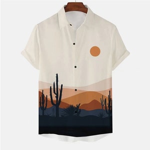 5 Styles Abstract Sunrise Shirt/Short Sleeve Hawaiian Shirt Lapel High-quality Men's Shirt Button Beach Vacation Blouse ,Hawaii Shirt