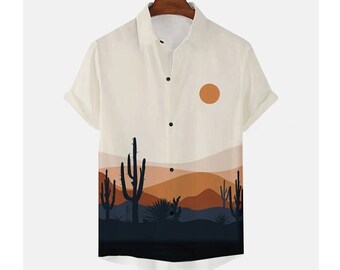 5 Styles Abstract Sunrise Shirt/Short Sleeve Hawaiian Shirt Lapel High-quality Men's Shirt Button Beach Vacation Blouse ,Hawaii Shirt