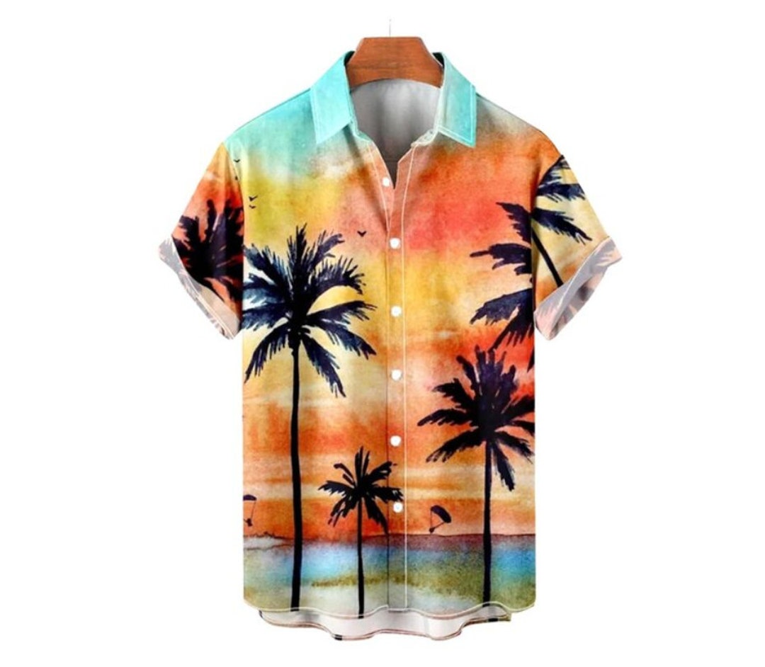 9 Styles Men's Hawaiian Coconut Shirt, Casual and Loose, Breathable ...