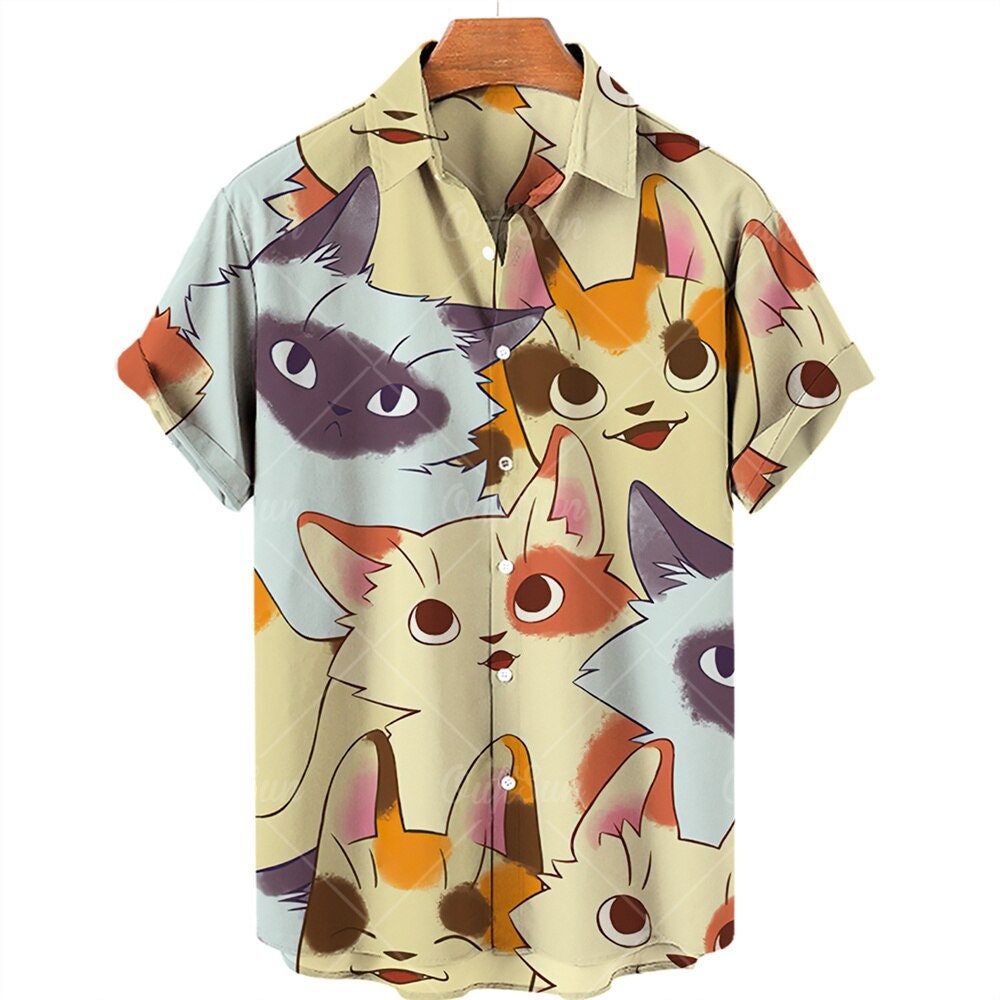 Hawaiian Shirt Clothing Cartoon Style 3d Print Shirts Summer Loose Short Sleeve Top,Hawaii Shirt