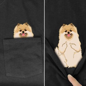 Funny Pucking Pomeranian Dog Cotton Pocket T-Shirt Printed T-shirt Shirts Top Cotton Black Tees/Xmas Tee Shirt Gifts/Christmas Funny Gifts