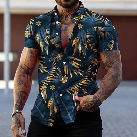 8 Colors Hawaiian Shirt for Man 3D Print Short Sleeve Blouse Beach