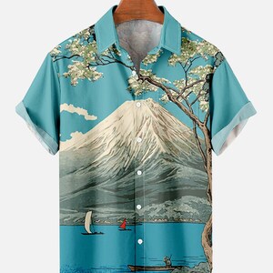 Japanese Ocean Wave 3d Printing Men's Hawaiian Shirts - Etsy