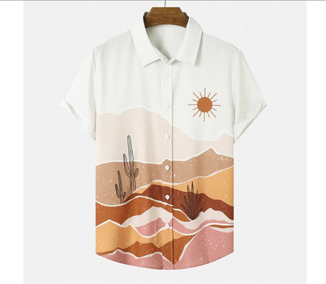 9 Styles Abstract Sunrise Shirt/short Sleeve Hawaiian Shirt Lapel High ...