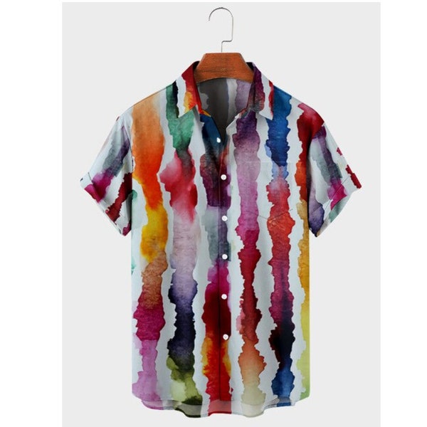 9 styles d'été chemises pour hommes graffiti coloré impression 3D chemises hawaïennes bouton à une rangée manches courtes chemises amples pour hommes, chemise hawaïenne