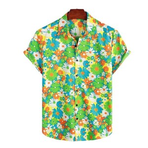Wild Floral Hawaiian Men's Shirt Floral Printed Harajuku Short Sleeve Casual Loose Streetwear Summer Beach Shirts Clothing,Hawaii Shirt