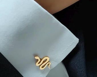 Serpent Cufflinks: Stainless Steel Snake Design - Silver, Gold, Black