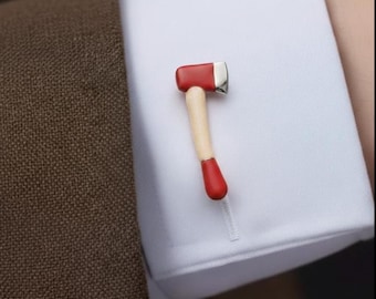 Red Axe Cufflinks: Lumberjack Wedding Groomsmen Gift