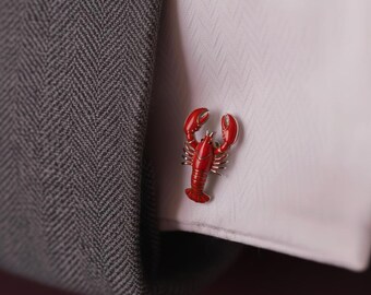 Lobster Cufflinks: Nautical Wedding Accessories, Gift for Him