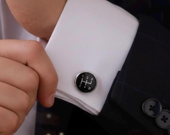 Luxury Car Cufflinks for Men – Brass White Document Style – Fancy Car Design Shirt Accessories