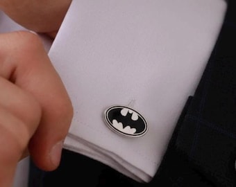 Batman Cufflinks – Black Copper Superhero Cuff Links, Gift for Him