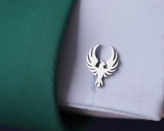 Vintage Phoenix Cufflinks: Stainless Steel Wedding Groom Jewelry