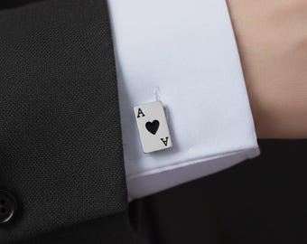 Ace of Spades Cufflinks: Stainless Steel Poker Shirt Accessories