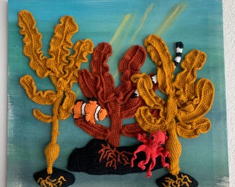 Kelp Garden Crocheted Marine Life Wall Hanging