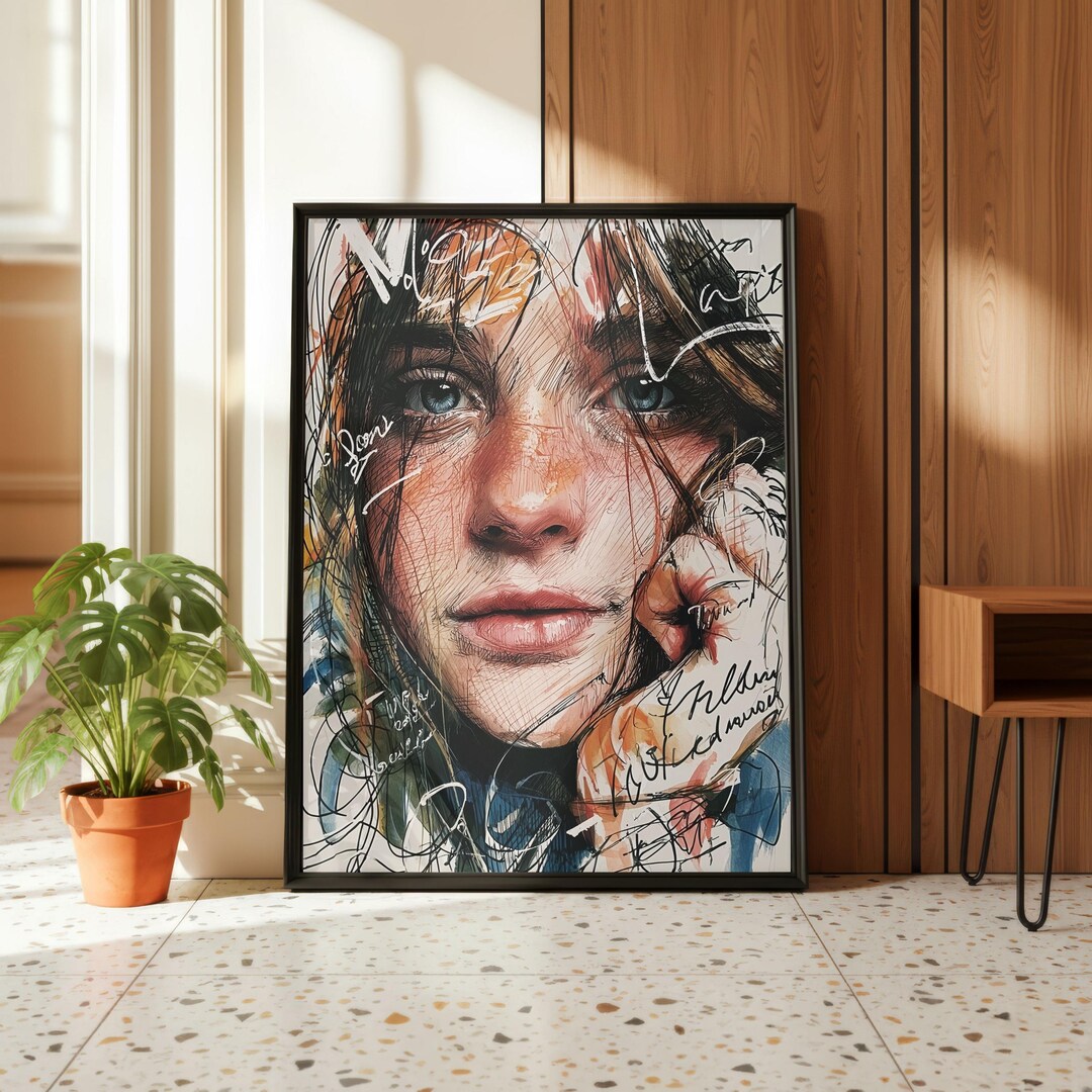 Colorful Abstract Female Portrait Wall Art Modern Expressive Woman ...