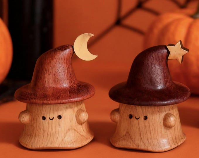Wooden Halloween Ghost Desk Ornament, Ghost Wood Sculpture Decor, Mini Tabletop/Home Fall Decor, Halloween Gift for Her Him, Birthday Gift