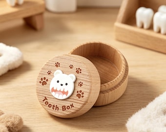 Engraved Wooden Tooth Fairy Box, Personalized Tooth Fairy Coin Box,  Baby Shower Gift, Boy Girl Children Tooth Box Keepsakes, Baptism Gift