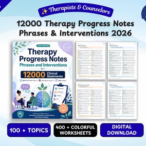 Therapy Progress Notes Phrases & Interventions 2026 | 12,000 Clinical Statements | Therapist Documentation, Counseling Notes PDF