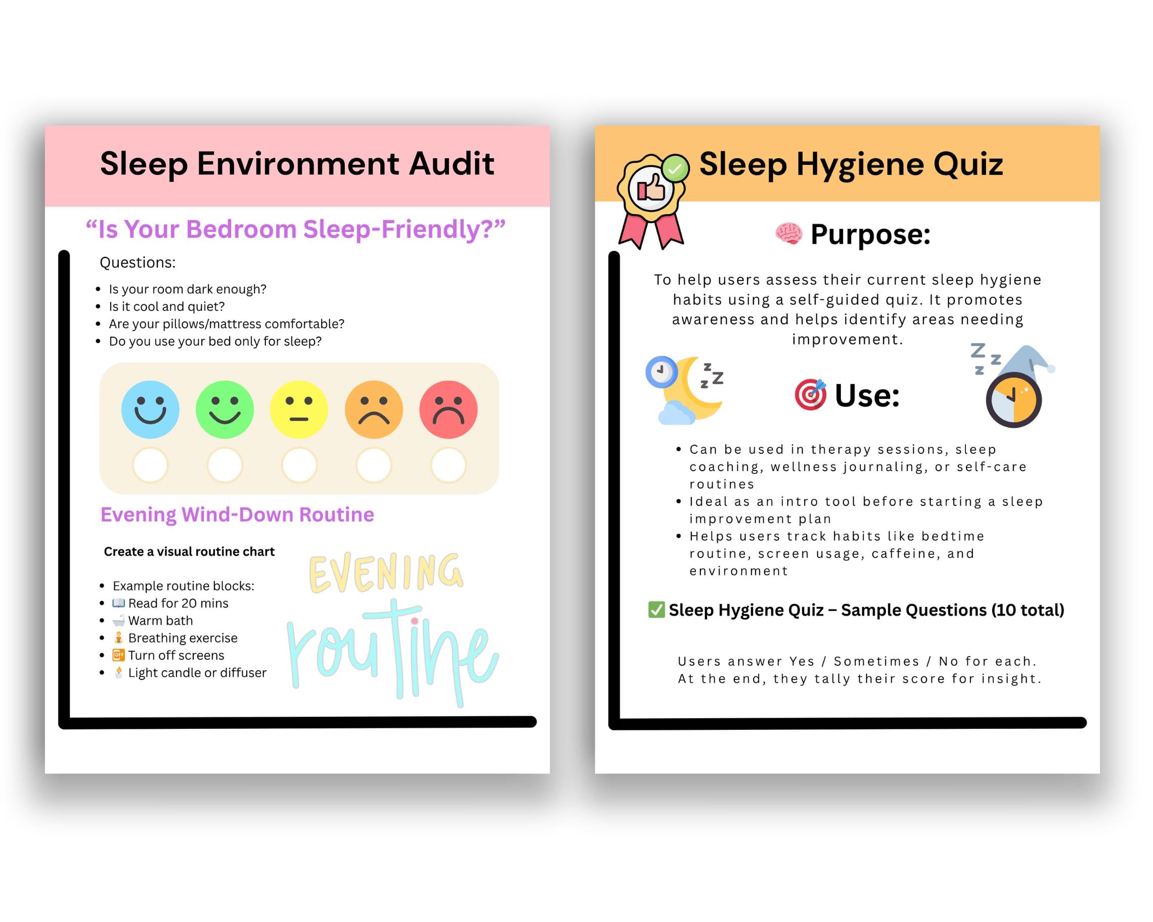 Sleep Hygiene Workbook Printable | Sleep Tracker Journal PDF | Bedtime ...