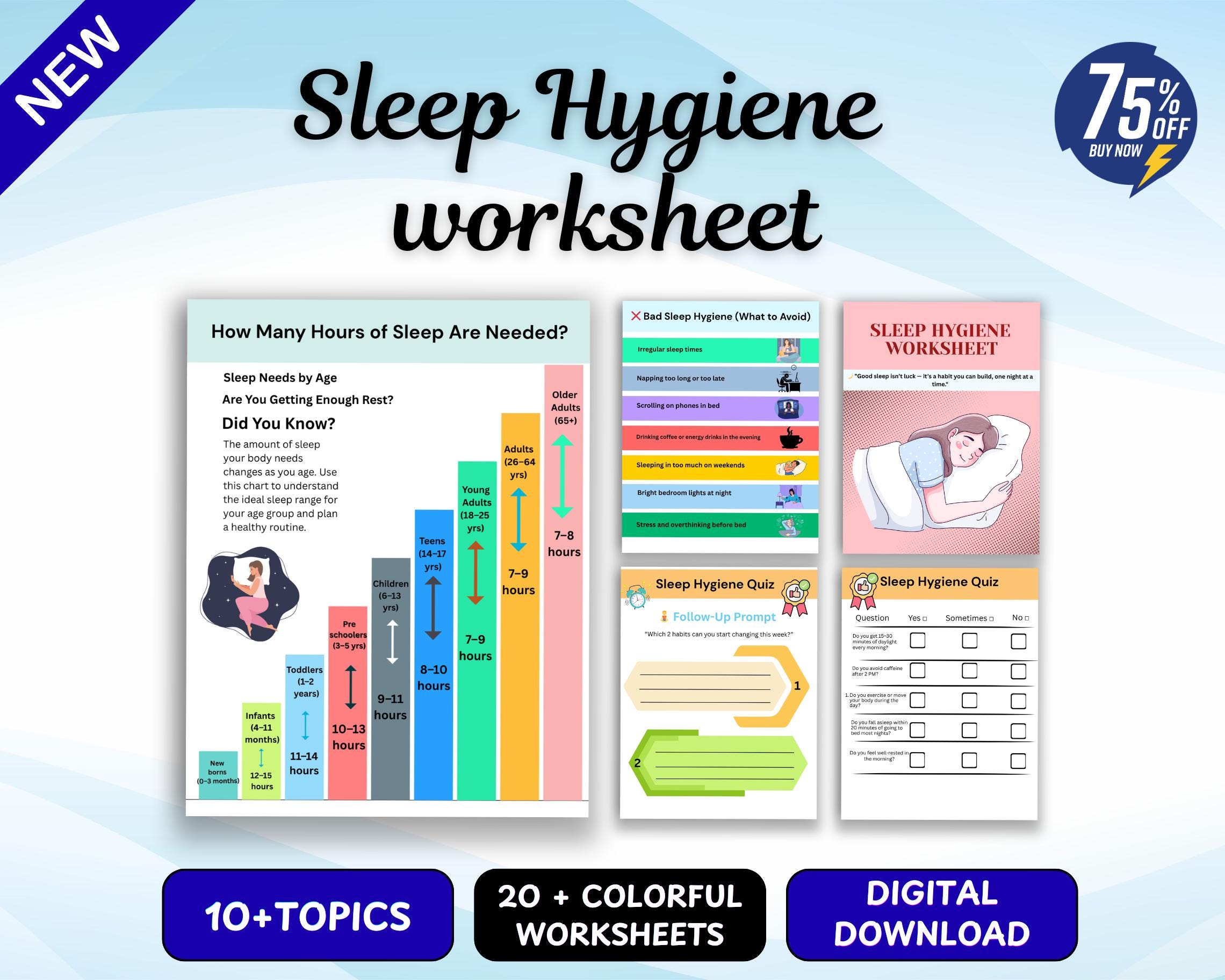 Sleep Hygiene Workbook Printable | Sleep Tracker Journal PDF | Bedtime ...