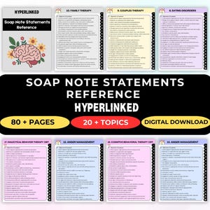 Declaraciones de notas SOAP Referencia PDF Gráficos de terapia de salud mental Gráficos clave para consejeros, TCC
