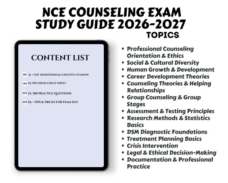 NCE Counseling Exam Study Guide PDF | National Counselor Exam Prep ...