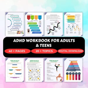 ADHD Workbook for Adults  Teens PDF  Executive Function Skills  Daily Planner  Coping Tools  CBT