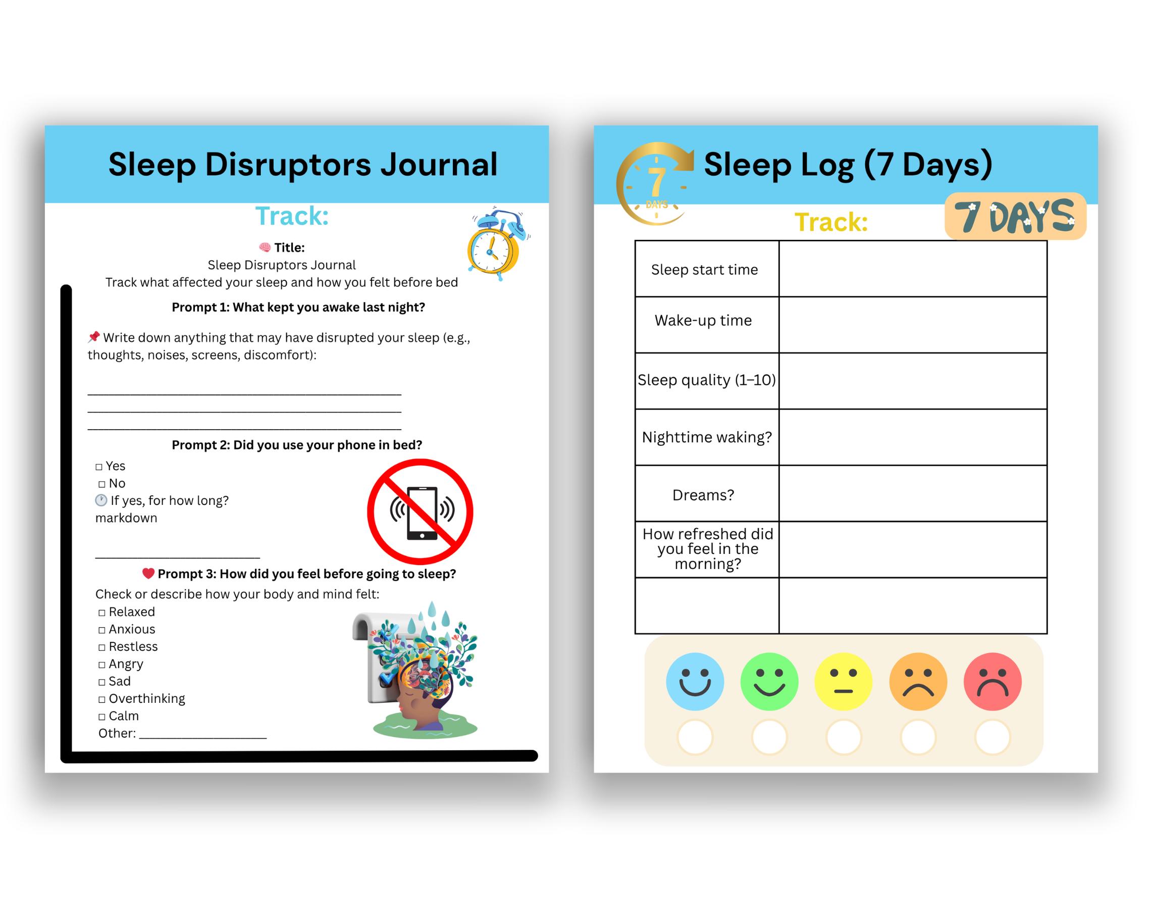 Sleep Routine Tracker Sleep Hygiene Workbook Printable | Sleep Tracker Journal PDF | Bedtime ...