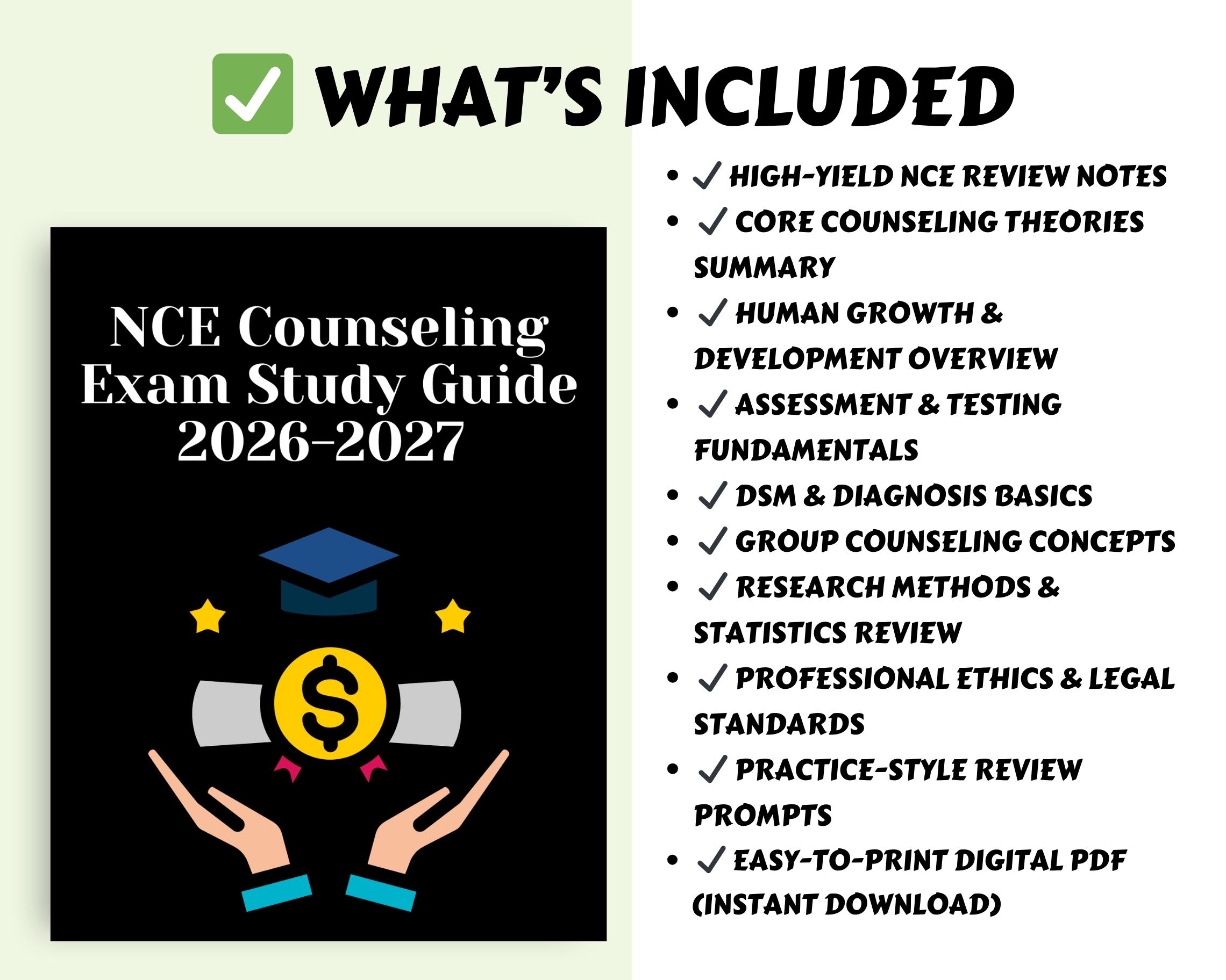 NCE Counseling Exam Study Guide PDF | National Counselor Exam Prep ...