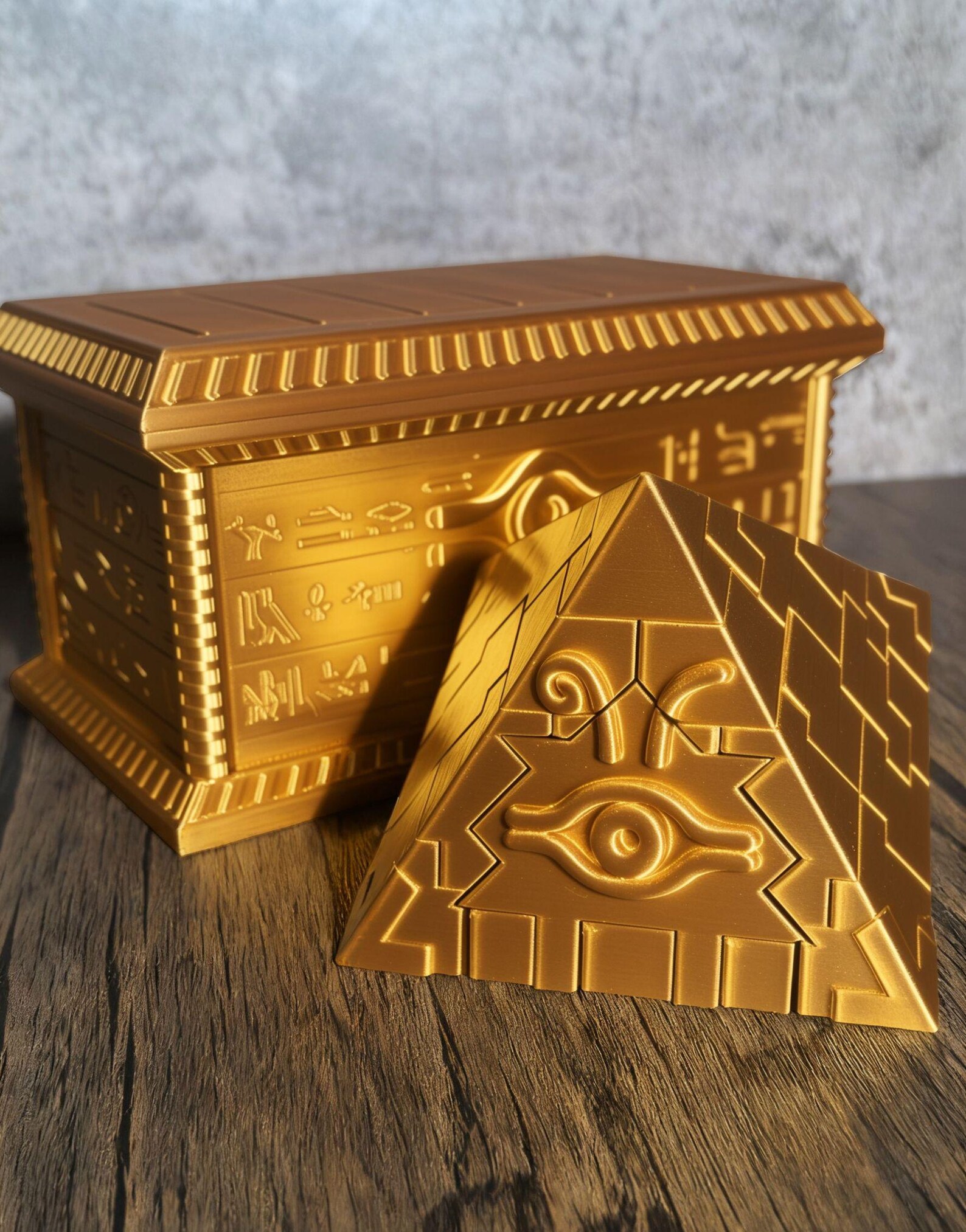 3D Printed Gold Millennium Puzzle and Millennium Sarcophagus Deck Box ...