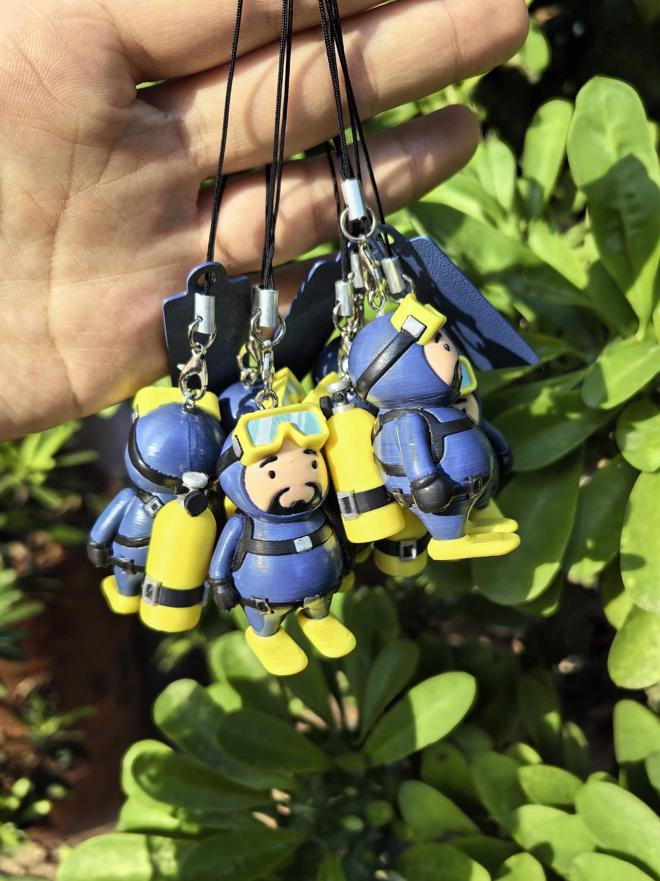 3d Printed Scuba Dave Diver Keychain Creative Backpack Accessory Gift ...