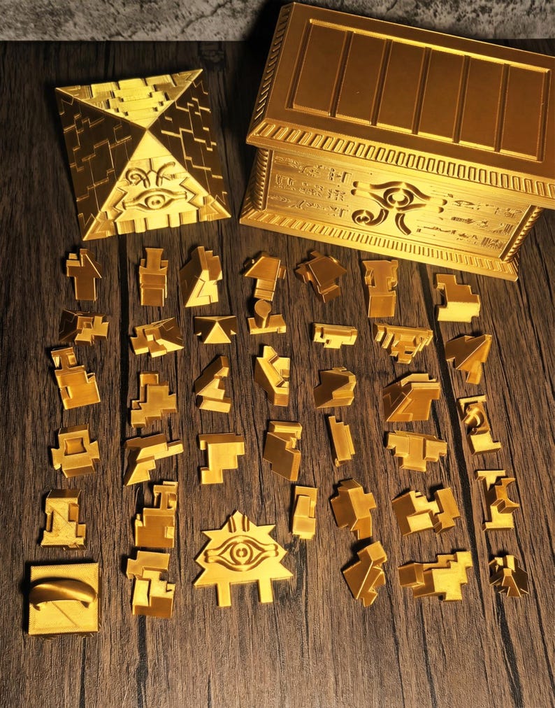 3D Printed Gold Millennium Puzzle and Millennium Sarcophagus Deck Box ...
