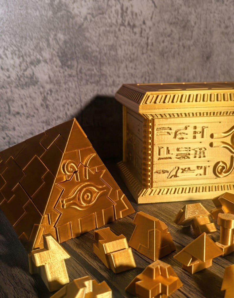3D Printed Gold Millennium Puzzle and Millennium Sarcophagus Deck Box ...