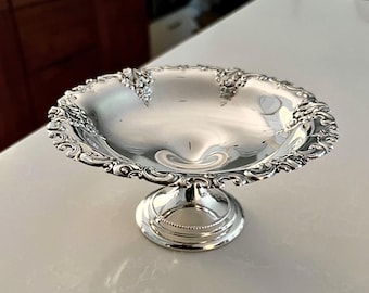 Compota vintage de plata esterlina barroca Wallace Grande n.° 4781 / Dulcera con pedestal ornamentado