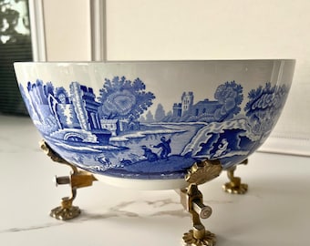 Vintage Spode Blue Italian Serving Bowl | Large Blue & White English Transferware Bowl | Made in England