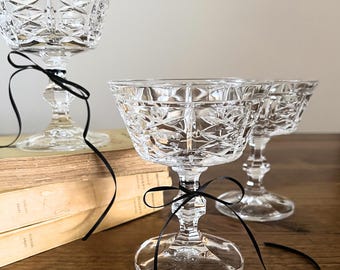 VINTAGE / Juego de 4 copas de champán de cristal tallado italiano / Copas altas de sorbete Royal Crystal Rock / RCR London
