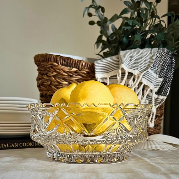 Vintage Cut Crystal Footed Bowl | Heavy Crystal Centerpiece | Elegant Entertaining