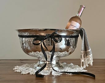 VINTAGE |  Silverplate Punch Bowl Sets | Oneida Castle Court | Large Ornate Punch Service | Champagne Cooler | Sold Separately