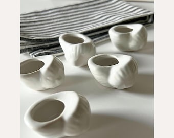 Vintage French-Style Escargot Ramekins – Set of 5 | White Porcelain Coquilles d’Escargots