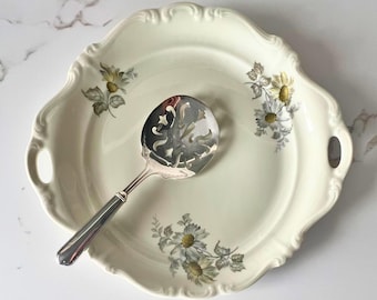 Vintage Rosenthal Pompadour Handled Cake Plate | Continental R603, Germany, 12 3/8" Serving Plate | Rare Discontinued Floral Platter