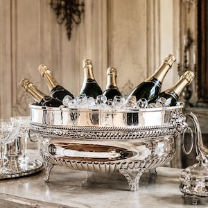 【英国】 ライオンのアイスバスケット / アイストング【シルバープレート】 Silverplated Lion Champagne Bucket - Etsy
