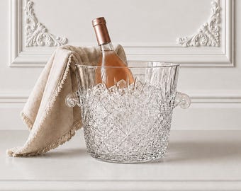 VINTAGE | Large Cut Crystal Wine Chiller | Double Handle Champagne Cooler | Impressive Oversized Crystal Ice Bucket
