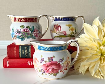 Crémiers de la collection Spode Cabinet | Austen Melrose Langham | Anglais Porcelaine florale | Petits pichets | Vendu séparément