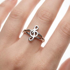 Violinschlüssel Ring Handgemacht 925 Sterling Silber Handgemachte Musik Note Minimal Einstellbar Schmuck Geschenk
