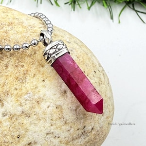 Natural Ruby Point 925 Sterling Silver Handmade jewelry For Men Gift Dainty Pendant Only