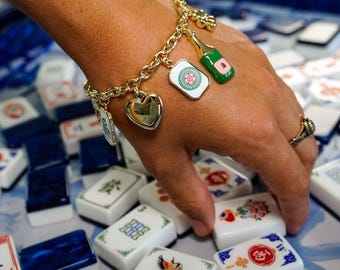 14K Gold Plated Mahjong Charm Bracelet