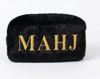 Luxe Mahjong Fur Tile Bag - Oynx Black