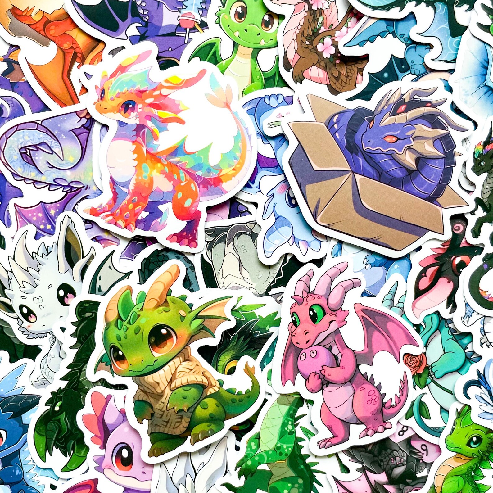 Dragon Sticker Roll Pack of 50 Cute Dragon Stickers, Kawaii Fantasy Dragon Stickers ...
