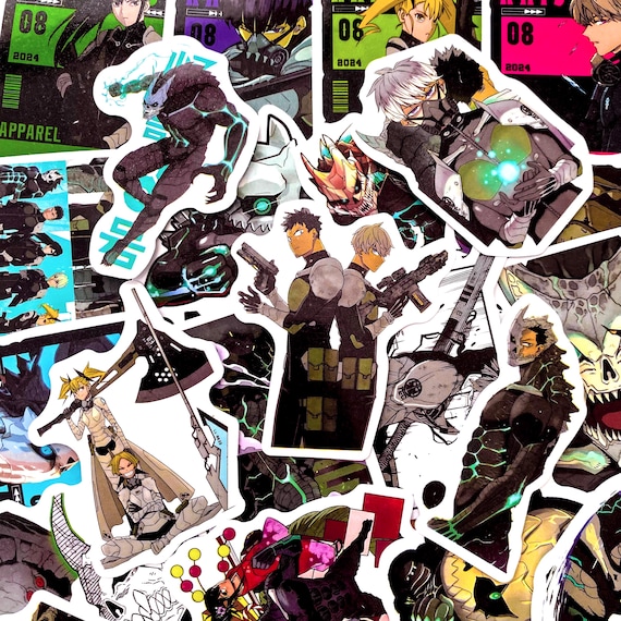 Pack of 50 Kaiju No 8 Stickers, Dark Anime Stickers, Sci Fi Monster Fighters, Action Manga Characters, Waterproof Stickers for Anime Fans